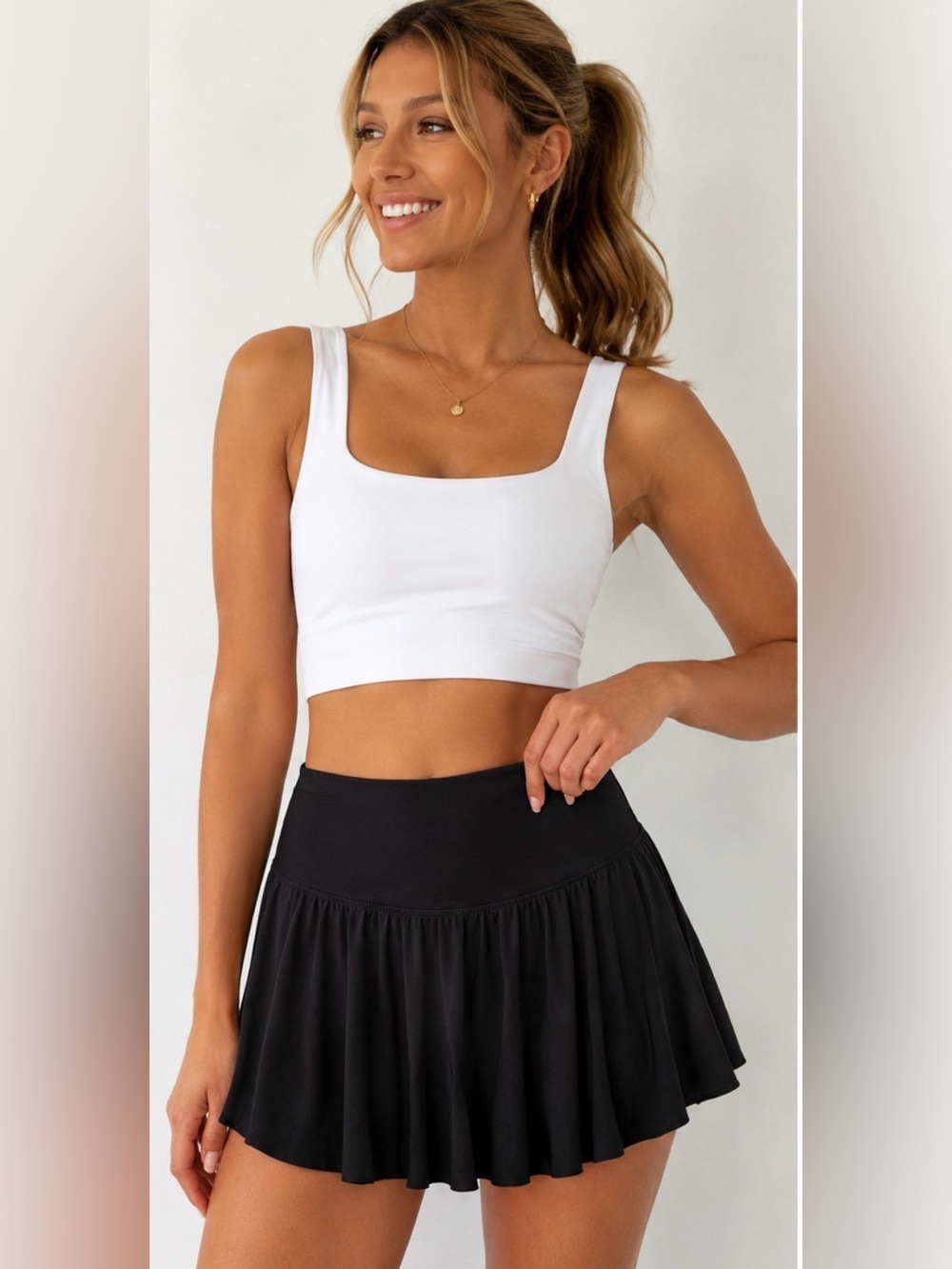 Athletic Black Ruffle Tennis Skirt Skort Activewear Golf Pickleball Size L
